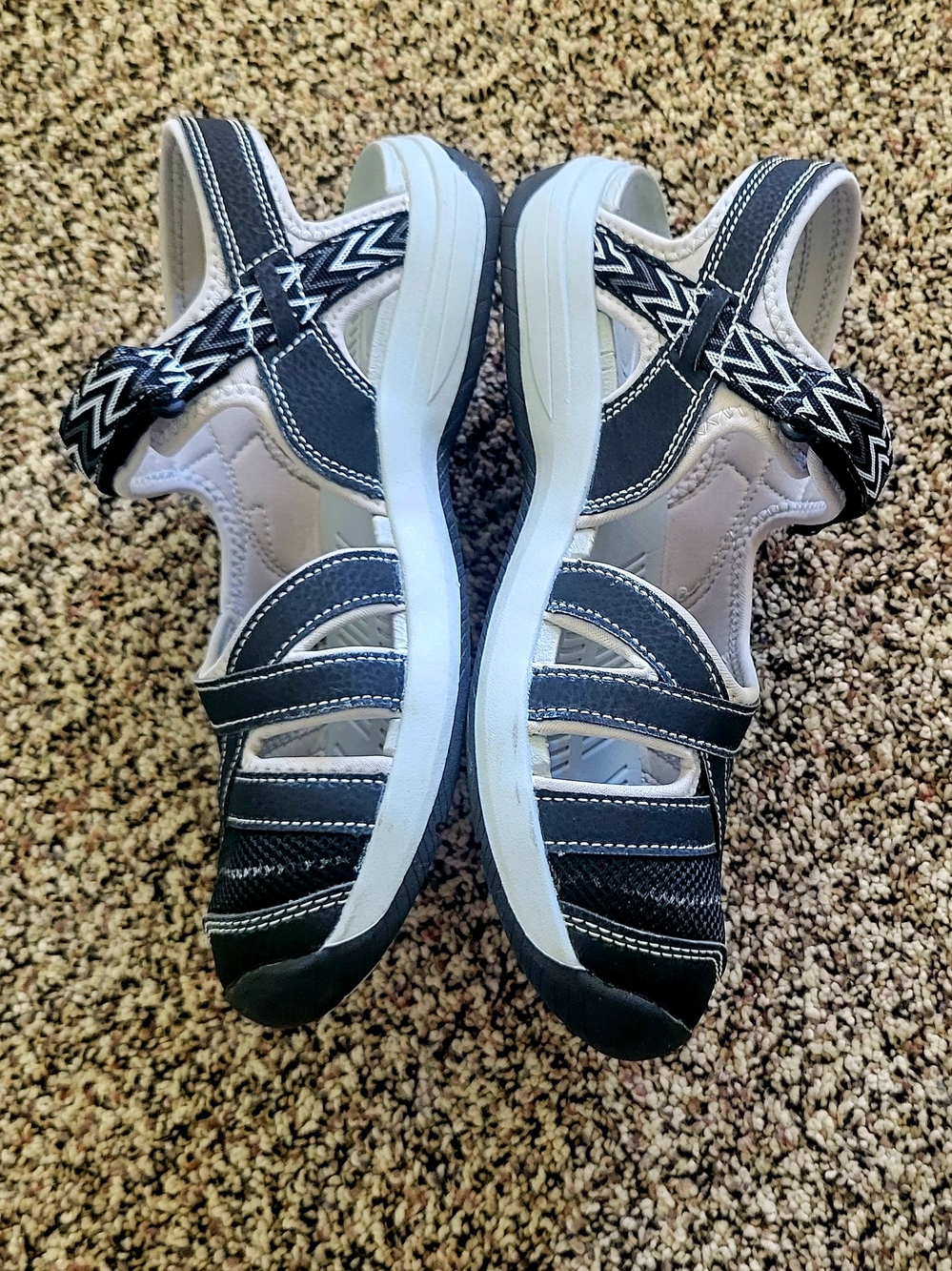 Black and Light Gray Strappy Comfort Sandals - Picture 2 of 4